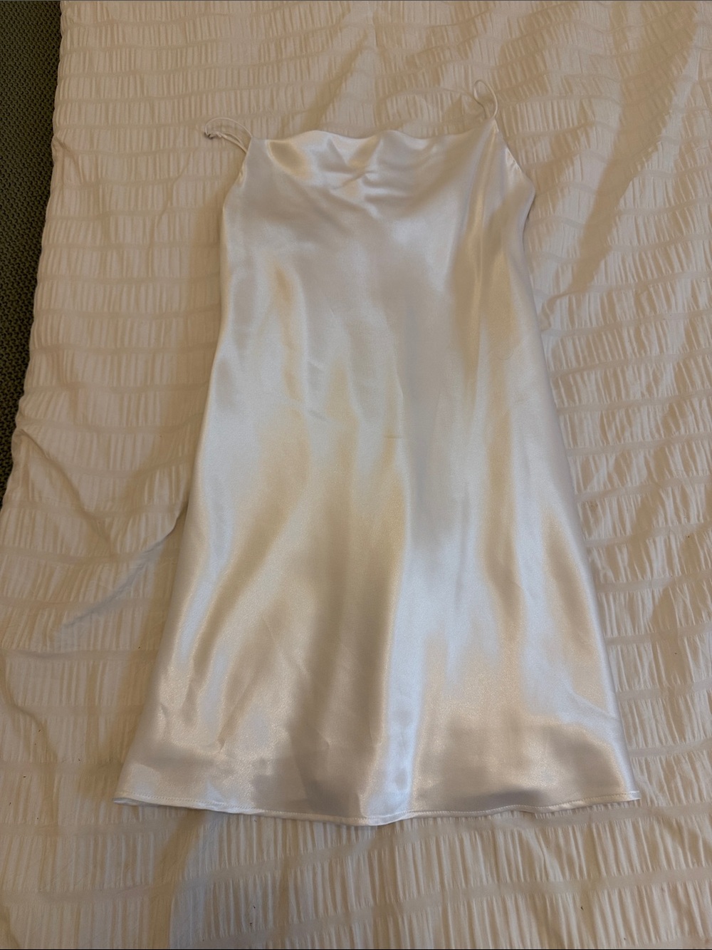Satin Slip Dress in White